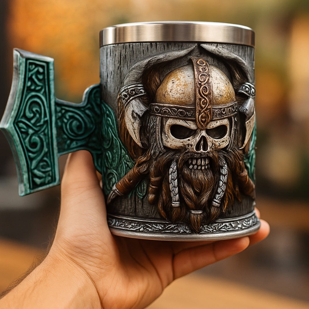 Taza Tazon Mug Calavera Vikingo Acero Inoxidable 600ml - Lhua Store