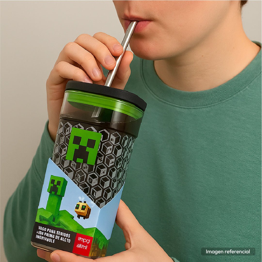 Vaso Minecraft 660ml Con Bombilla Acero Inoxidable BPA Free - Lhua Store