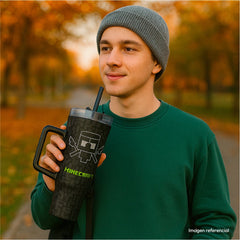 Vaso Térmico Minecraft 1100ml Acero Inoxidable Con Bombilla - Lhua Store