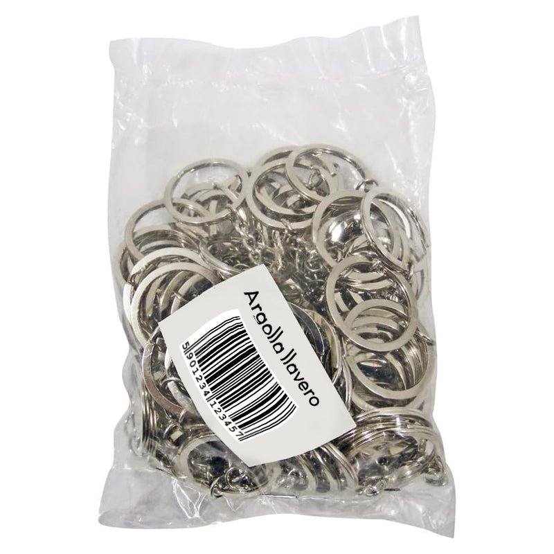 100 Argollas Para Llavero 30mm Con Cadena + Argolla Unión - LhuaStore