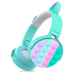 Audífonos Bluetooth Inalambrico Orejas Gato Pop It Niñas Verde - LhuaStore