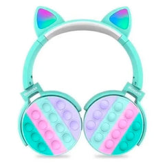 Audífonos Bluetooth Inalambrico Orejas Gato Pop It Niñas Verde - LhuaStore