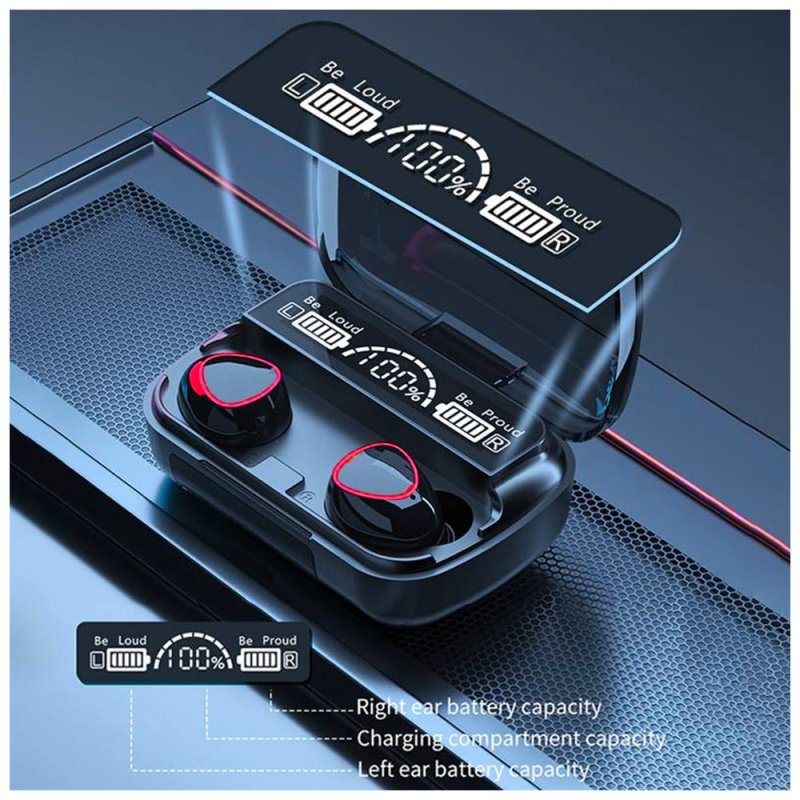 Audífonos In-ear Inalámbricos Bluetooth M10 Negro Luz Led - Lhua Store