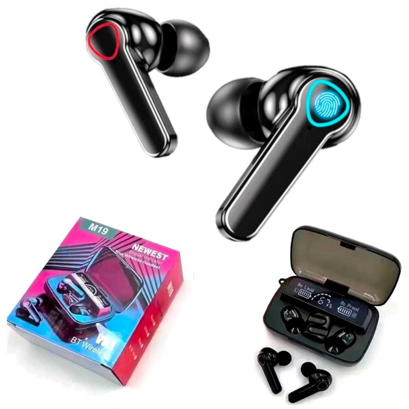 Audífonos In-ear Inalámbricos Bluetooth M19 Negro Luz Led - Lhua Store