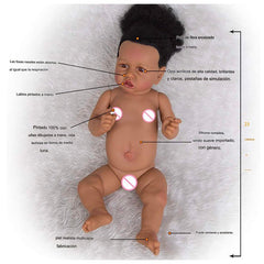 Bebé Reborn Afro Muñeca Realista Silicona Suave 60cm Singer - LhuaStore