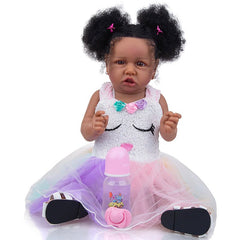 Bebé Reborn Afro Muñeca Realista Silicona Suave 60cm Unicornio - LhuaStore