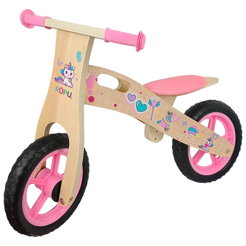 Bicicleta Aprendizaje Equilibrio Madera Rosado Niña - LhuaStore