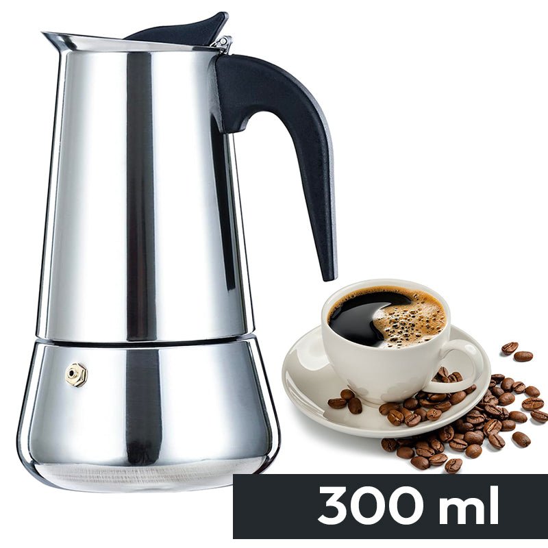 Cafetera Italiana 300ml Espresso 6 Tazas Acero Inoxidable - LhuaStore