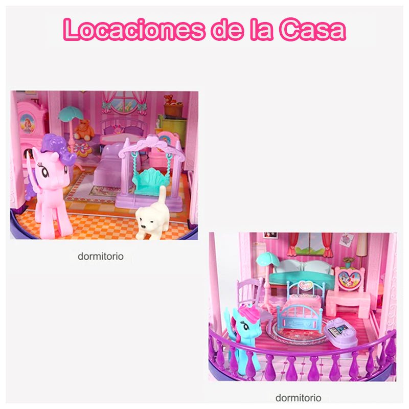 Casa De Muñecas Infantil Niñas 60x22x38Cm Pony Juguete - LhuaStore