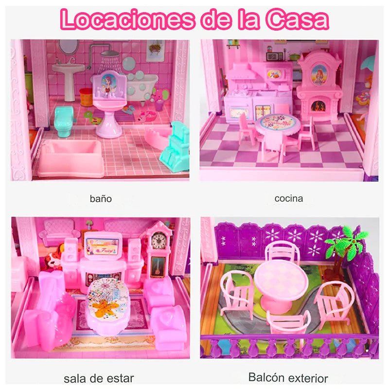 Casa De Muñecas Infantil Niñas 60x22x38Cm Pony Juguete - LhuaStore