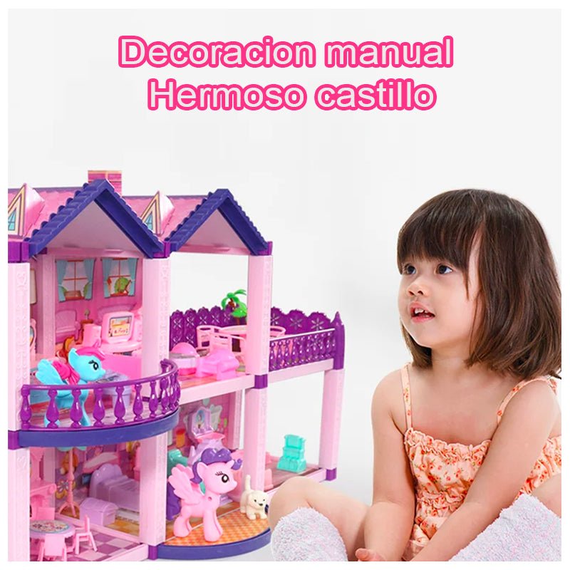 Casa De Muñecas Infantil Niñas 60x22x38Cm Pony Juguete - LhuaStore