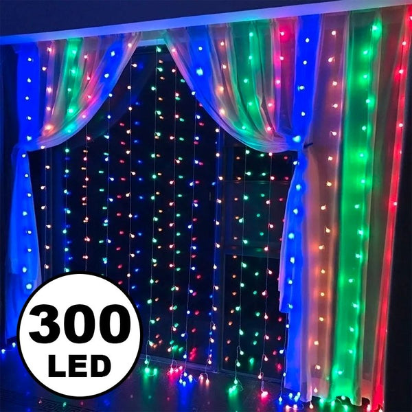 Cortina 300 Luces Led 3x3m Multicolor Cascada Eventos Navidad Decoración -  LhuaStore – Lhua Store