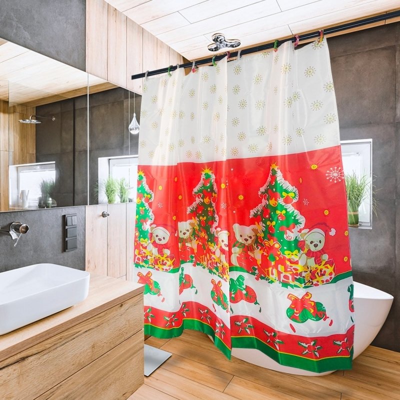 Cortina de ducha de Navidad para baño, cortina de ducha de los