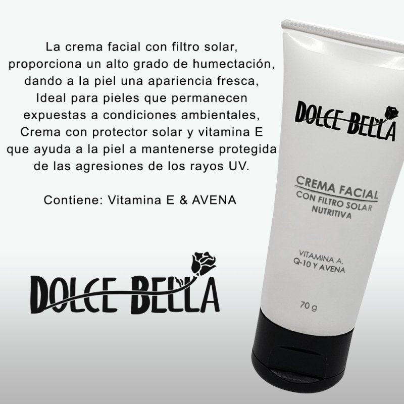 Crema Facial Nutritiva Con Protección Solar 70g Dolce Bella - LhuaStore
