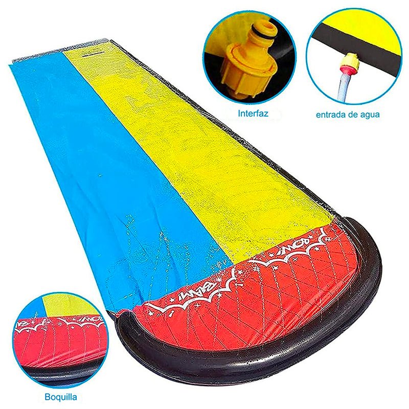 Deslizador Tobogan Doble Resbalin Acuático 480cm Niños Azul - LhuaStore