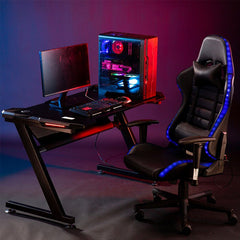 Escritorio Mesa Gamer Z2 Con Luces Rgb 120x60cm Negro - LhuaStore
