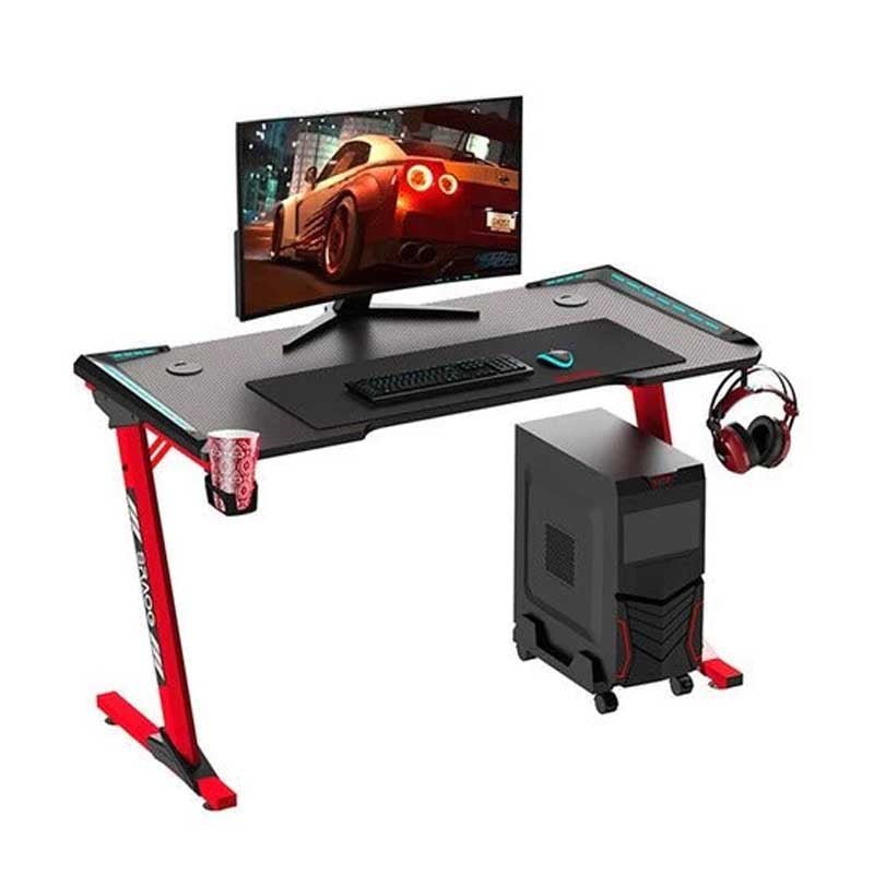 Escritorio Mesa Gamer Z5 Con Luces Rgb 120x60cm Rojo - LhuaStore