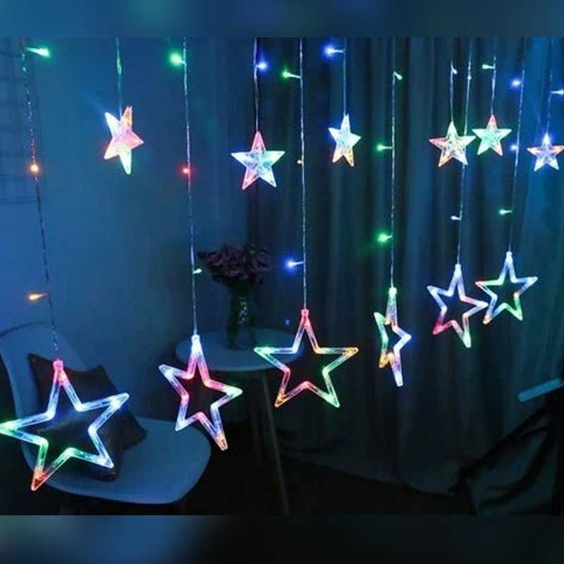 Guirnalda Cascada Estrella Multicolor 138 Led 3mts Navidad - LhuaStore