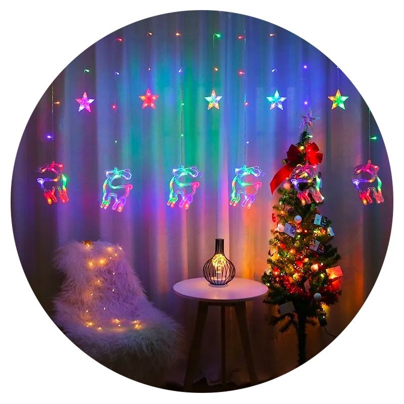 Guirnalda Cascada Reno Multicolor 138 Led 3mts Navidad - Lhua Store