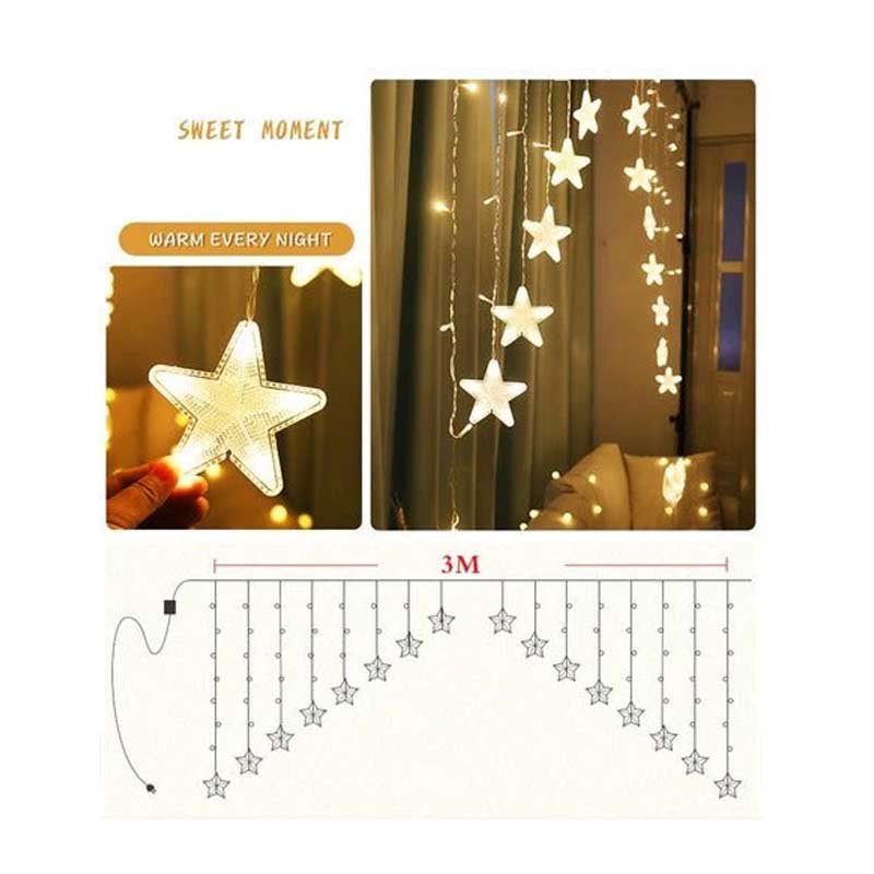Guirnalda Estrellas Cascada Multicolor 16 Estrellas Navidad - LhuaStore