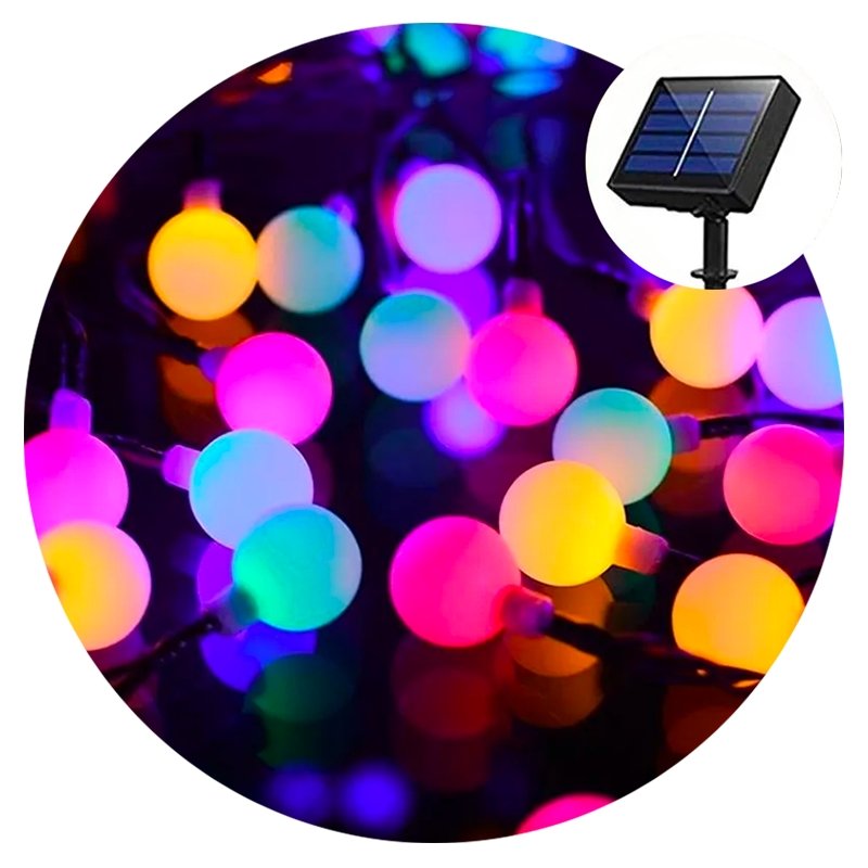 Guirnalda Solar Esfera Bolita 5 Metros 50 Led Luz Multicolor - Lhua Store