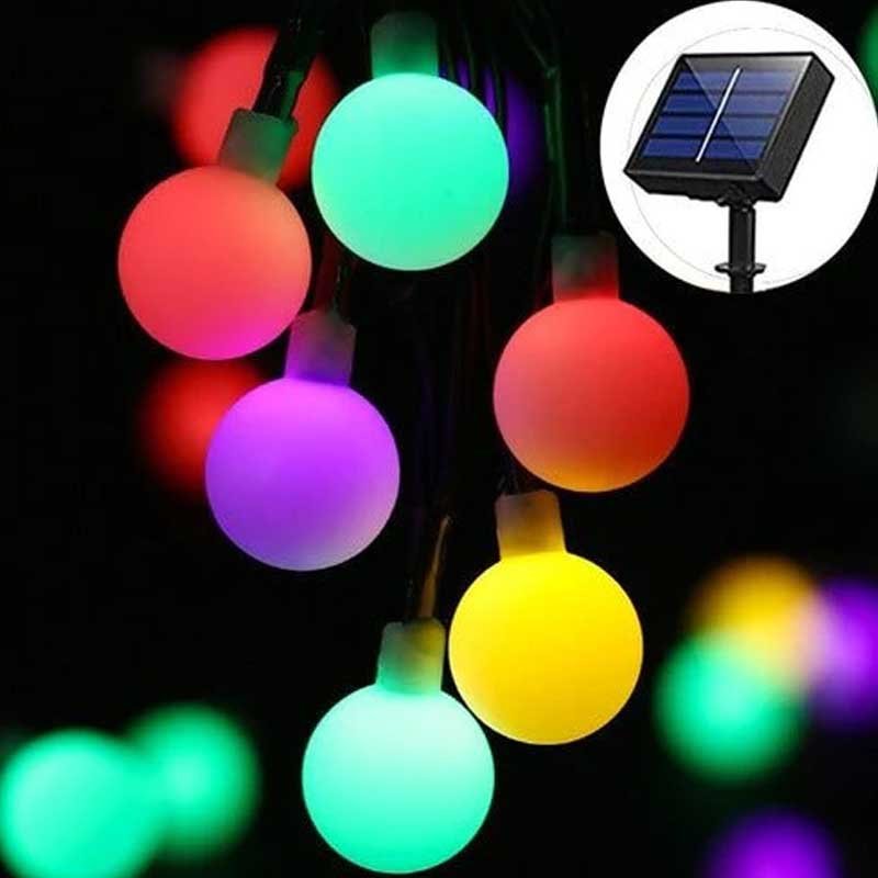 Guirnalda Solar Esfera Bolita 5 Metros 50 Led Luz Multicolor - Lhua Store