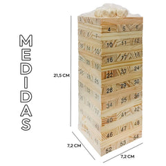 Juego Tipo Jenga Madera 54 Piezas + Dados Educativo Yenga - Lhua Store