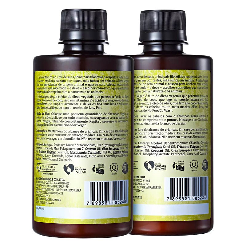 Kit Duo Shampoo Y Acondicionador Vegan Inoar 300ml - LhuaStore