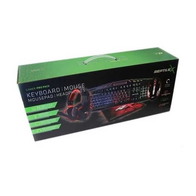 Kit Gamer 4 En 1 Reptilex Audífono Mouse Teclado Mousepad - LhuaStore