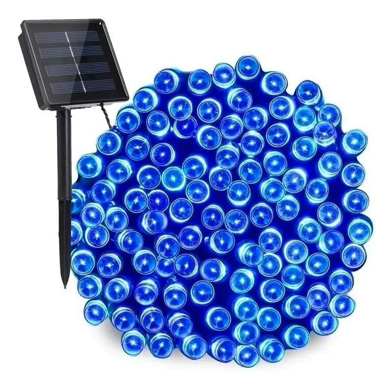 Luces Guirnalda Solar 20 Metros 200 Led Azul Navidad - LhuaStore