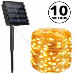 Luces Hada Alambre Guirnalda Solar 100 Led Calido 10 Metros - LhuaStore