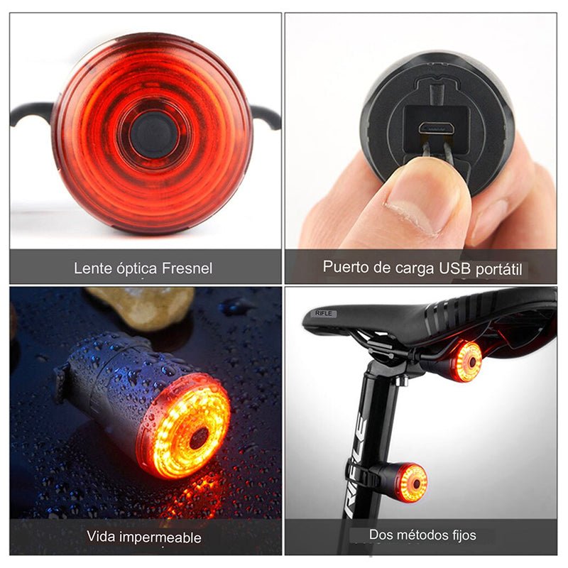 Luz Led Con Sensor De Freno Para Bicicleta Recargable Usb