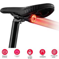 Luz Led Con Sensor De Freno Para Bicicleta Recargable Usb - LhuaStore
