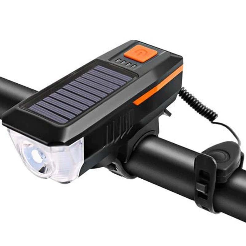 Luz Led Delantera Para Bicicleta Solar Recargable Con Bocina - LhuaStore