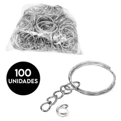 Pack 100 Argolla Para Llavero 24mm + Argolla De Unión Cadena - LhuaStore