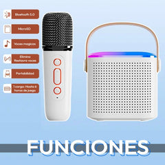 Parlante Bluetooth Karaoke Portatil RGB con Microfono Blanco - Lhua Store