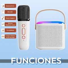 Parlante Bluetooth Karaoke Portatil RGB con Microfono Negro - Lhua Store
