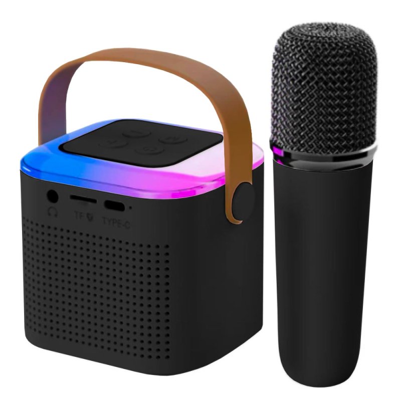 Parlante Bluetooth Karaoke Portatil RGB con Microfono Negro - Lhua Store