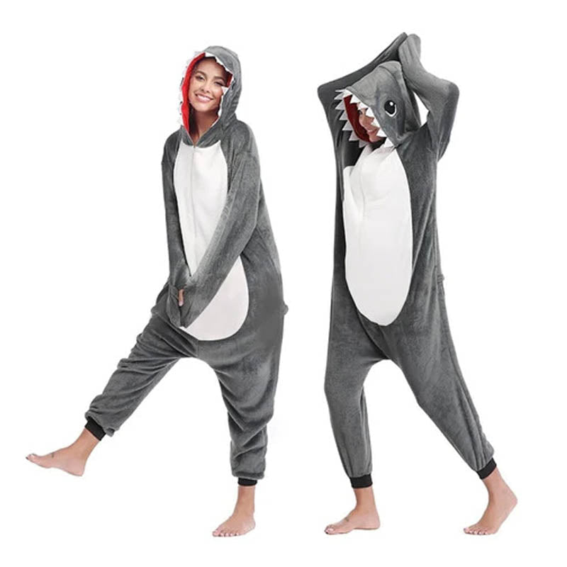 Pijama Tiburon Gris Enterizo Kigurumi 3 - 12 Años - Lhua Store