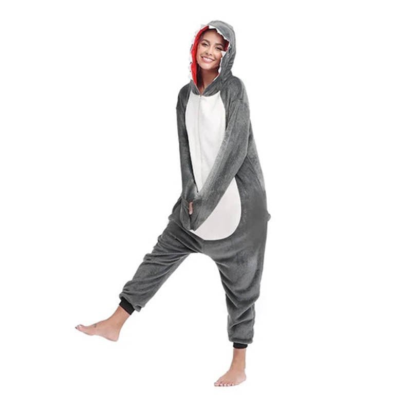 Pijama Tiburon Gris Enterizo Kigurumi 3 - 12 Años - Lhua Store