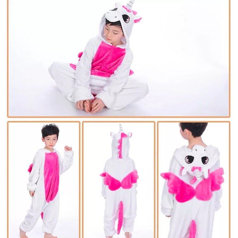 Pijama Unicornio Blanco Kigurumi 3-12 Años Enterizo Polar - LhuaStore