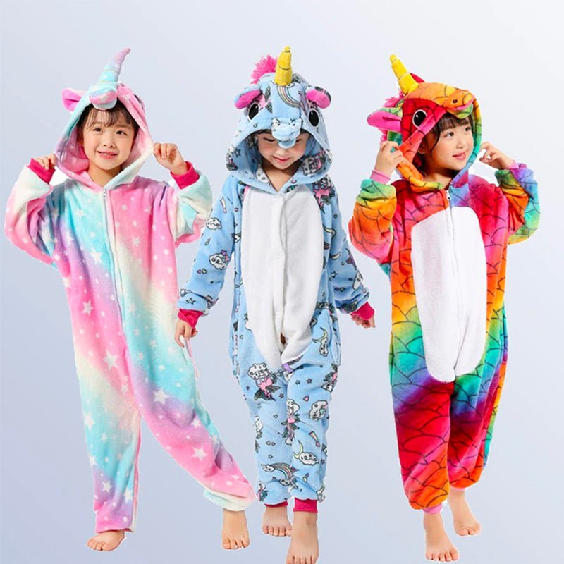 Pijama Unicornio Escamas Multicolor Enterizo Kigurumi 3-12 Años Plush - LhuaStore