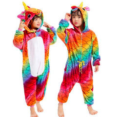 Pijama Unicornio Escamas Multicolor Enterizo Kigurumi 3-12 Años Plush - LhuaStore