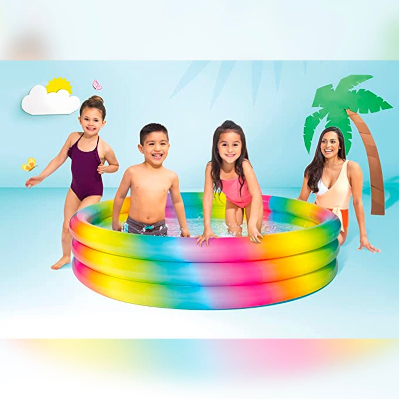 Piscina Inflable Rainbow 3 Anillos 130cm Verano Niños - LhuaStore