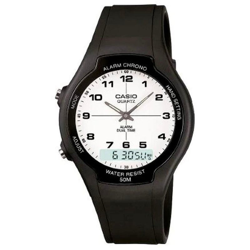Reloj Casio Hombre Aw-90h-7b Negro Analogo - LhuaStore