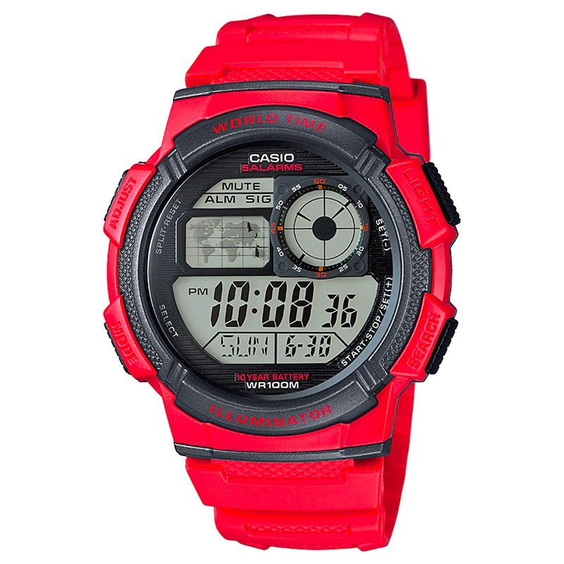 Reloj Hombre Casio Ae-1000w-4a Rojo Digital - LhuaStore