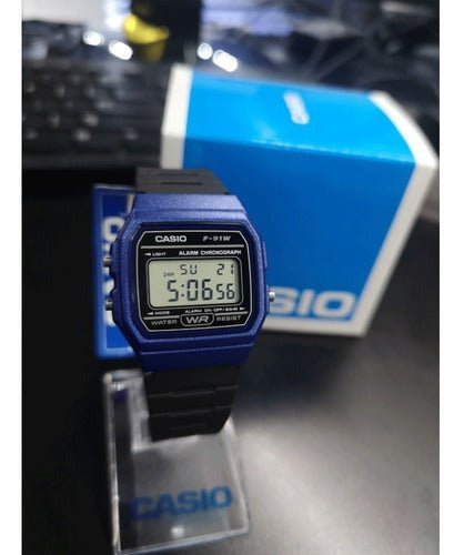 Reloj Hombre Casio F-91wm-2a Azul Retro - LhuaStore