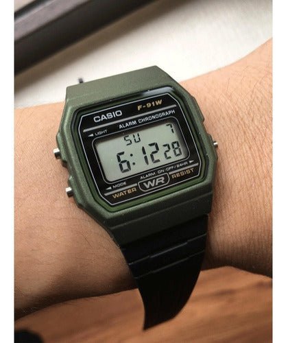 Reloj Hombre Casio F-91wm-3a Verde Retro - LhuaStore