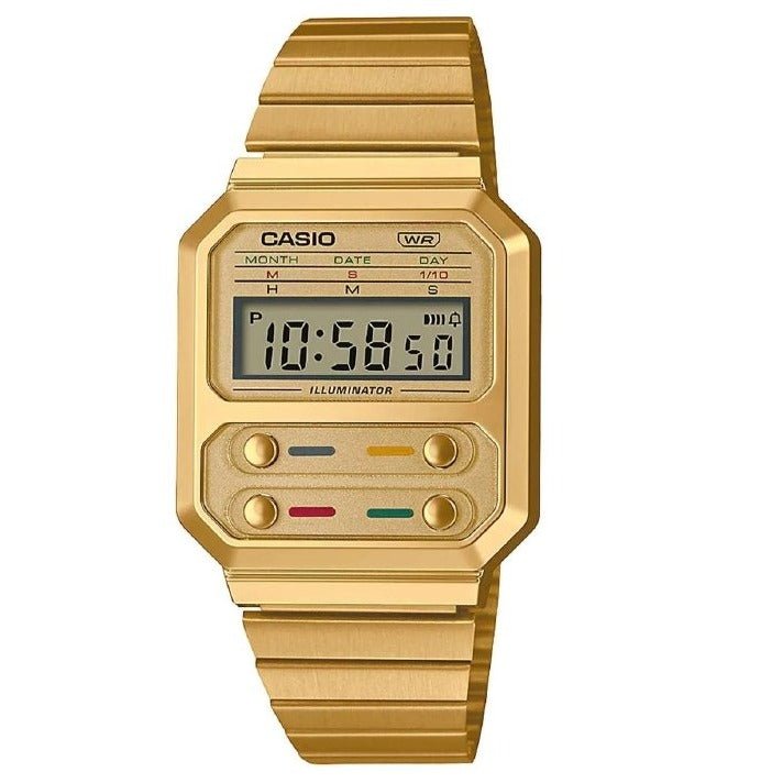 Reloj Mujer Casio A100weg-9a Dorado Digital - LhuaStore