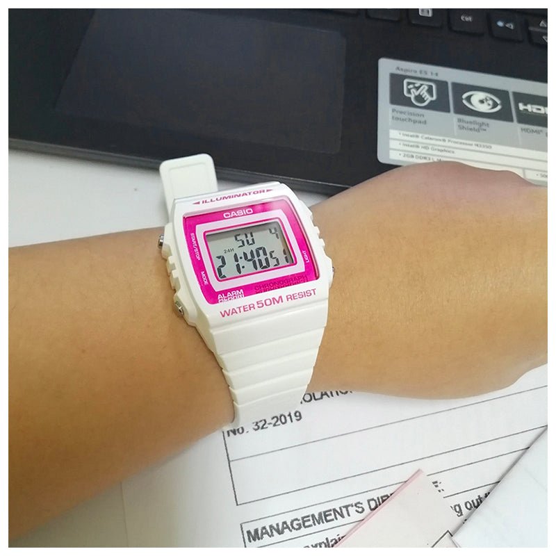 Reloj Mujer Casio W-215h-7a2v Blanco Digital - LhuaStore